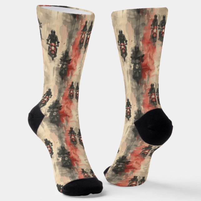 Watercolor motorcycles, bikers, racing, motorcycli socks (Angled)