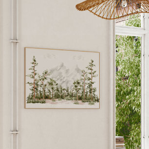 Watercolor Mountain and Forest Poster