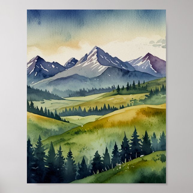 WATERCOLOR MOUNTAIN ART Poster (Front)
