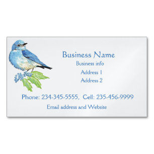 Watercolor Mountain Bluebird Blue Bird Art  Magnetic Business Card