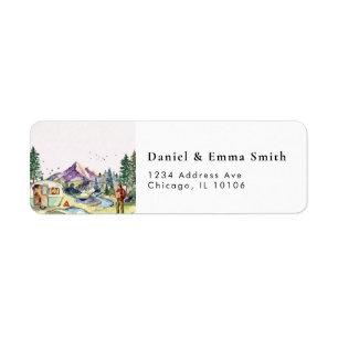 Watercolor Mountain Colorado Rustic Return Address Label