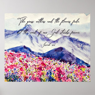 Watercolor Mountain Faith Quote Poster
