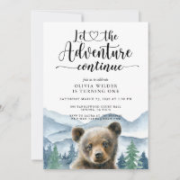 Watercolor Mountain Forest Girl First Birthday