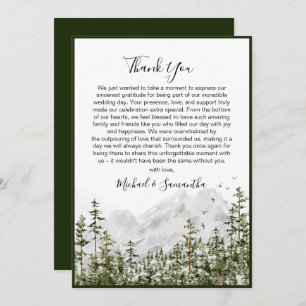 Watercolor Mountain Forest Rustic Wedding Thank You Card
