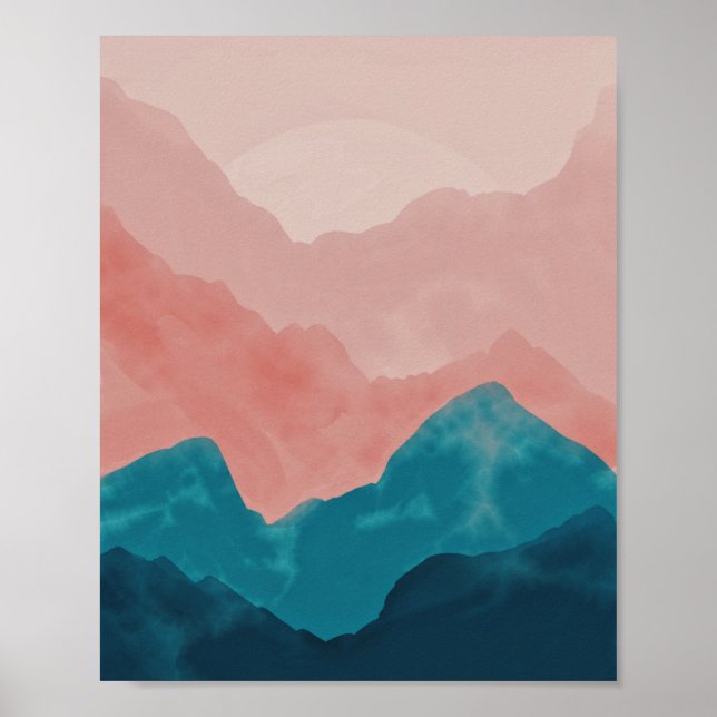 Watercolor Mountain Hills Poster (Front)