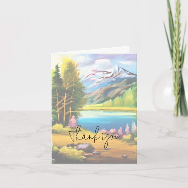 Watercolor mountain lake customisable card (Front)