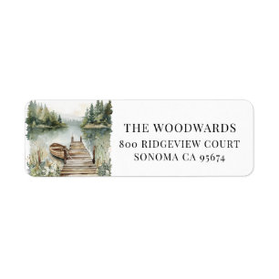 Watercolor Mountain Lake Return Address Label