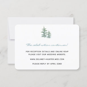 Watercolor Mountain Lake Theme Wedding Detail Card