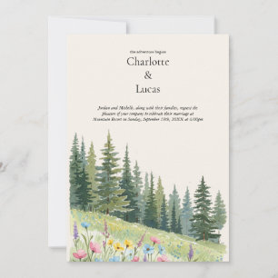 Watercolor Mountain Landscape Wedding Invitation