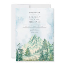 Watercolor Mountain Landscape Wedding Invitation