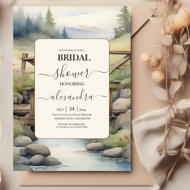 Watercolor Mountain Meadow Bridal Shower Invitation (Creator Uploaded)