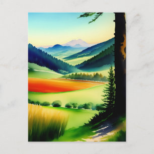 Watercolor Mountain Meadow Postcard
