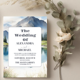 Watercolor Mountain Meadow Wedding Invitation