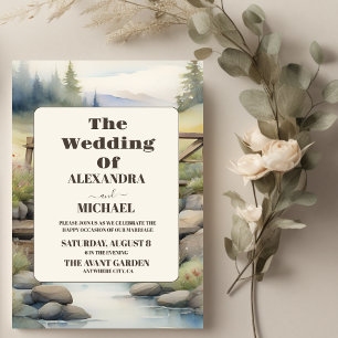 Watercolor Mountain Meadow Wedding Invitation