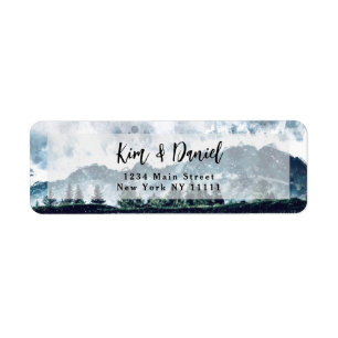 Watercolor Mountain Modern Return Address Label