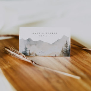 Watercolor Mountain Outdoor Wedding Place Card