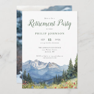 Watercolor Mountain Photo Retirement Party Invitation