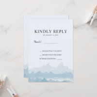 Watercolor mountain range country wedding RSVP