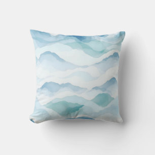 Watercolor Mountain Range Landscape Pattern Cushion