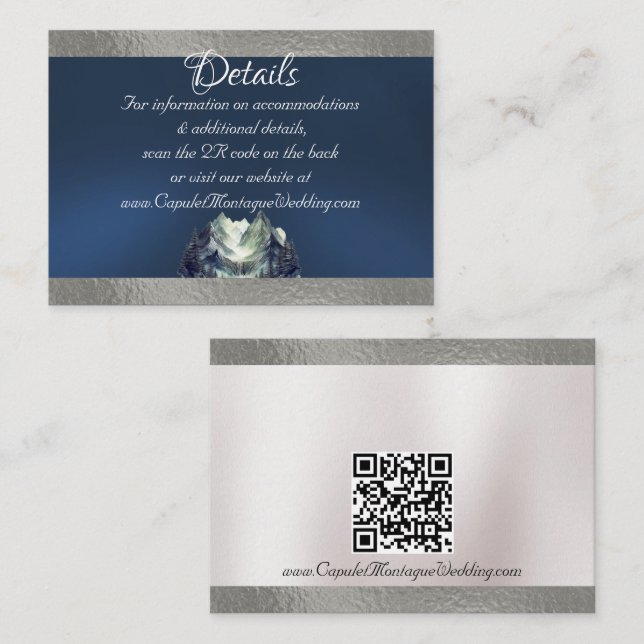 Watercolor Mountain & Ribbon, QR Code Enclosure Card (Front/Back)