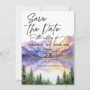 Watercolor Mountain Save the Date Wedding Invitation