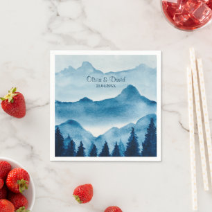 Watercolor Mountain Scenery Napkin