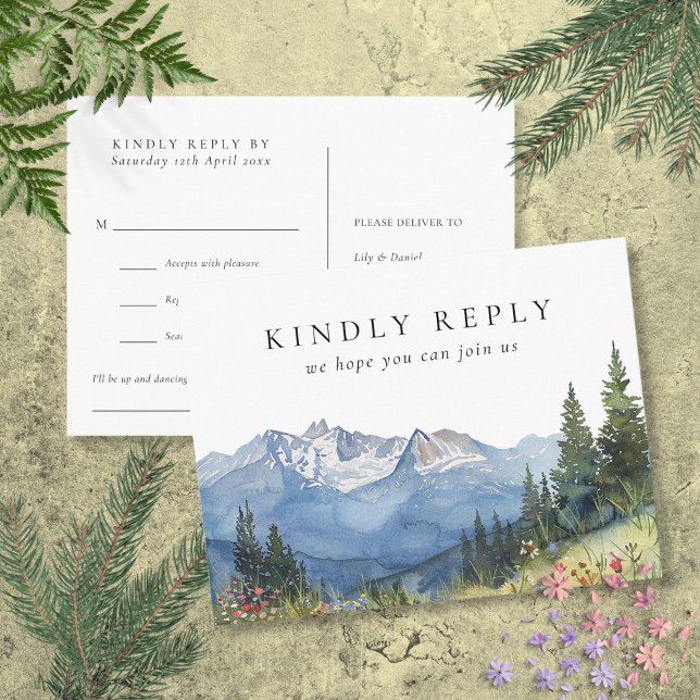 Watercolor Mountain Song Request RSVP Postcard (Watercolor Mountain Song Request RSVP Postcard)