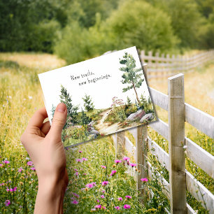 Watercolor Mountain Trail Moving Announcement Postcard