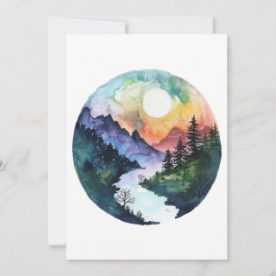 Watercolor Mountain Valley Nature  Thank You Card