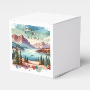 Watercolor Mountain Views Wedding Favour Box