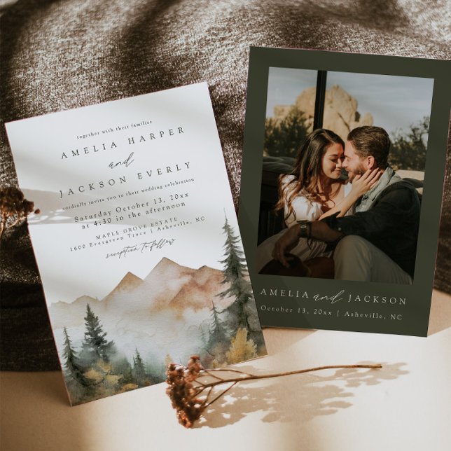 Watercolor Mountain Wedding Invitation (Creator Uploaded)