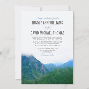 Watercolor Mountain Wedding Invitation