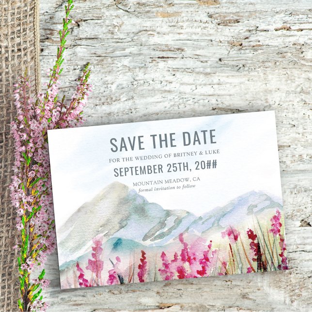 Watercolor Mountain Wildflower Meadow Save The Date (Creator Uploaded)