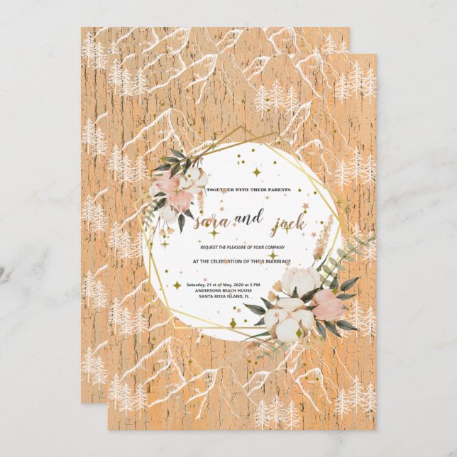 Watercolor Mountain Wildflower Wedding Invitation (Front/Back)