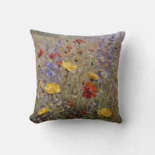 Watercolor Mountain Wildflowers Cushion