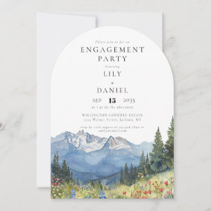 Watercolor Mountain Wildflowers Engagement Party Invitation