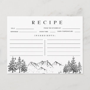 Watercolor Mountains Bridal Shower Recipe Card