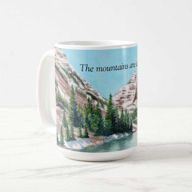 Watercolor mountains, Colorado coffee mug 11 oz (Front Left)