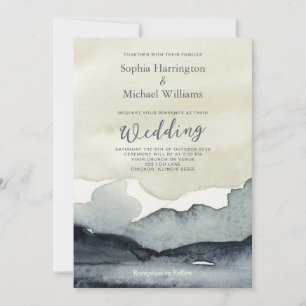 Watercolor Mountains Digital Wedding Invitation QR