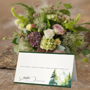 Watercolor Mountains - Emerald Place Card