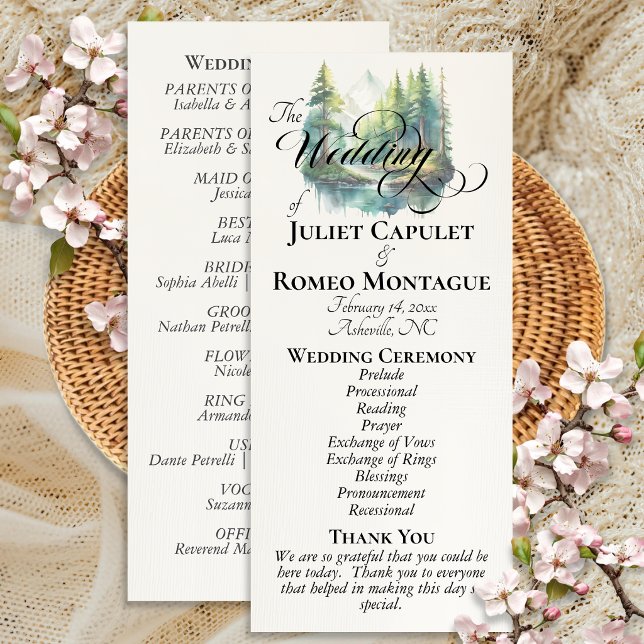 Watercolor Mountains - Ivory Wedding Program (Creator Uploaded)