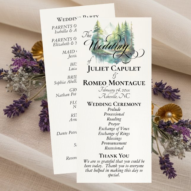 Watercolor Mountains - Ivory Wedding Program (Creator Uploaded)