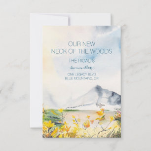 Watercolor Mountains Moving Announcment RSVP Card