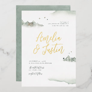 Watercolor Mountains Outdoor Destination Wedding