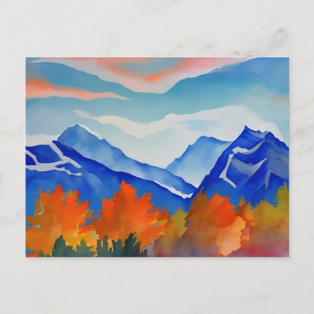 Watercolor Mountains Range Postcard (Front)