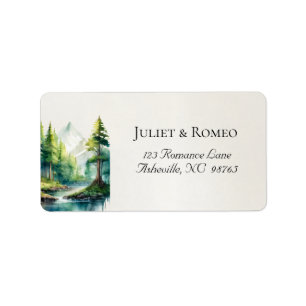Watercolor Mountains Return Address - Ivory Label