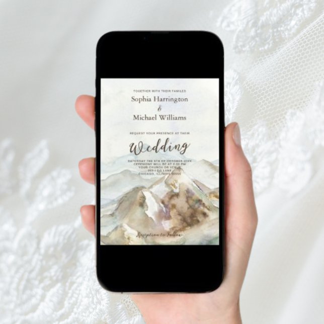 Watercolor Mountains Wedding Digital Invitation  (Creator Uploaded)