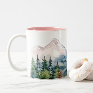 Watercolor Mountains Winter Two-Tone Coffee Mug