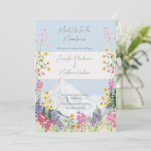 Watercolor Mountains with Wildflower Frame Invitation