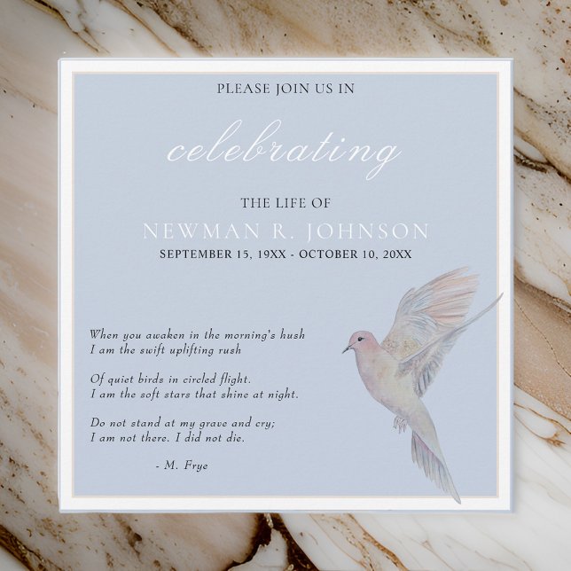 Watercolor Mourning Dove Celebration of Life Invitation (Creator Uploaded)